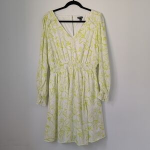 Floral V-Neck Dress in Yellow and White